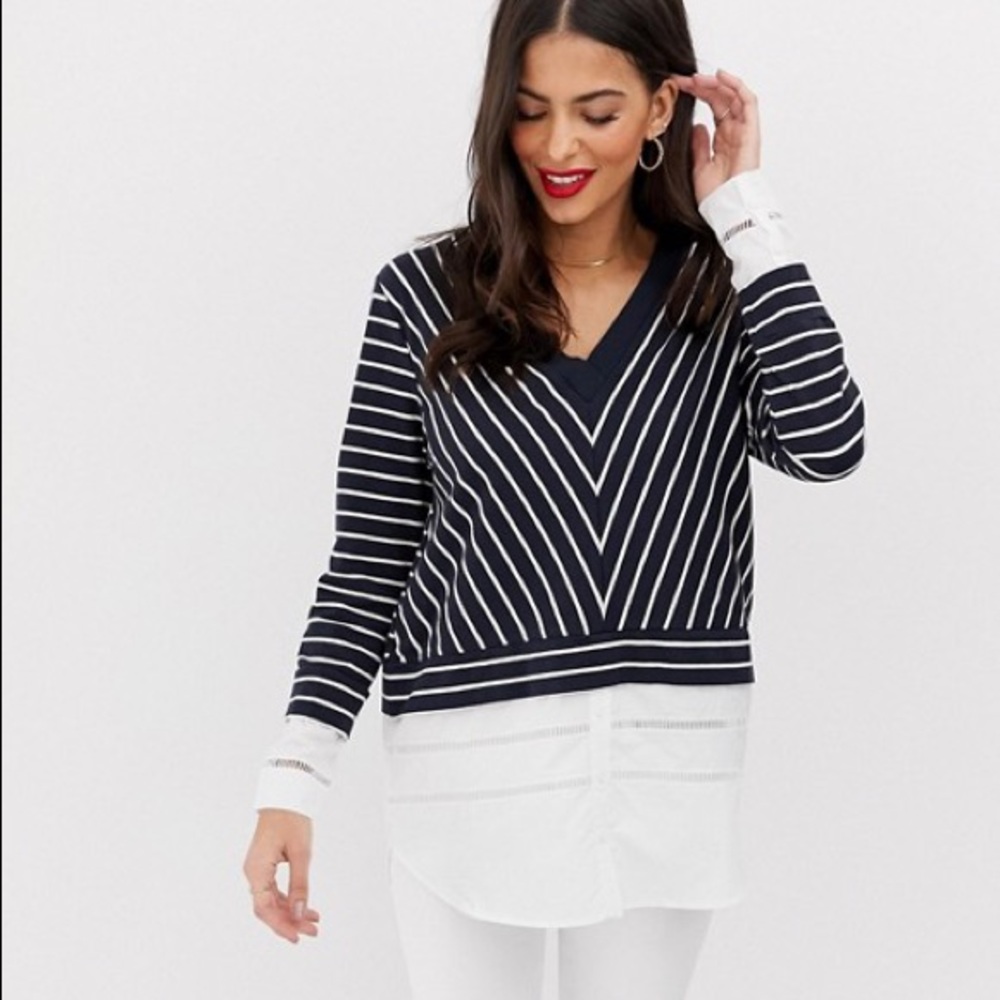 French Connection TimTim stripe sweater w/underlay